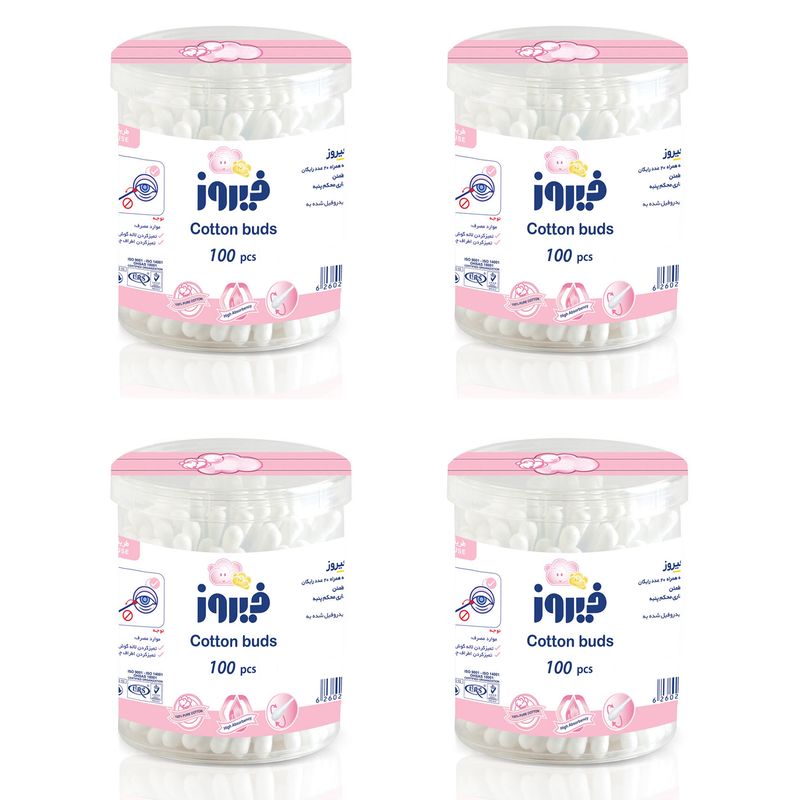 گوش پاک کن کودک فیروز مدل a01 چهار بسته 100 عددی
